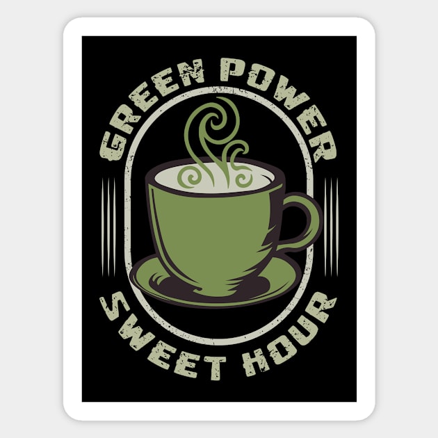 Green Power Sweet Hour Matcha Tea Gift Sticker by GrafiqueDynasty